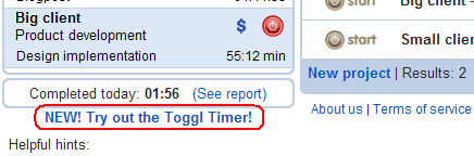Link to Toggl Timer